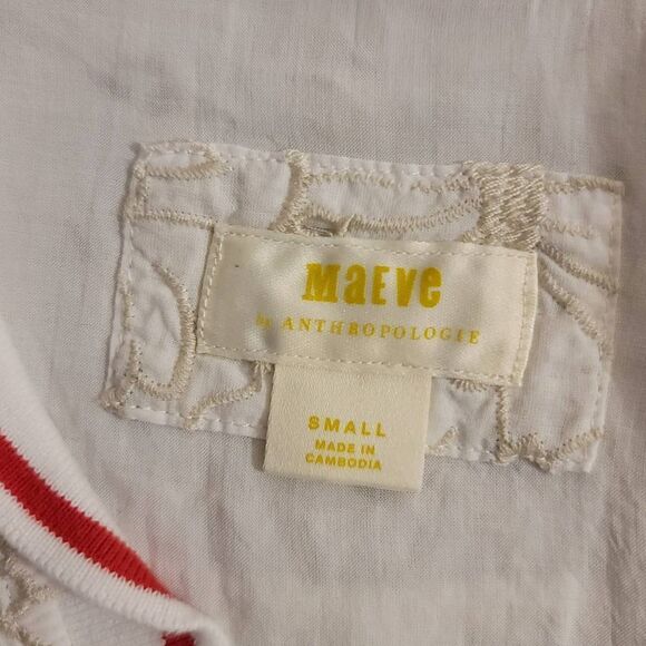 Anthro-Maeve Lace Striped Collar Blouse Sz S - Picture 5 of 5